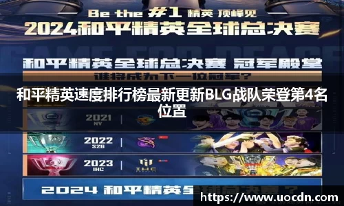 和平精英速度排行榜最新更新BLG战队荣登第4名位置